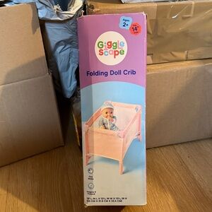 Pink Folding Doll Crib – Portable Play Bed for Dolls